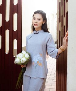 phap phuc mau xanh theu hoa sen 8