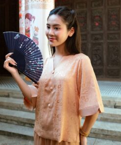 Pháp phục nâu nhạt vân hoa 19 phap phuc nau nhat van hoa 4