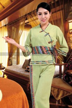 Kiểu dáng thiết kế mẫu đồng phục spa màu vàng chanh