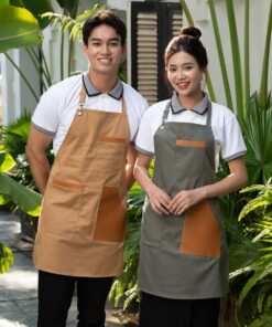 Tạp dề thiết kế da thời trang kết hợp 3 túi tiện lợi