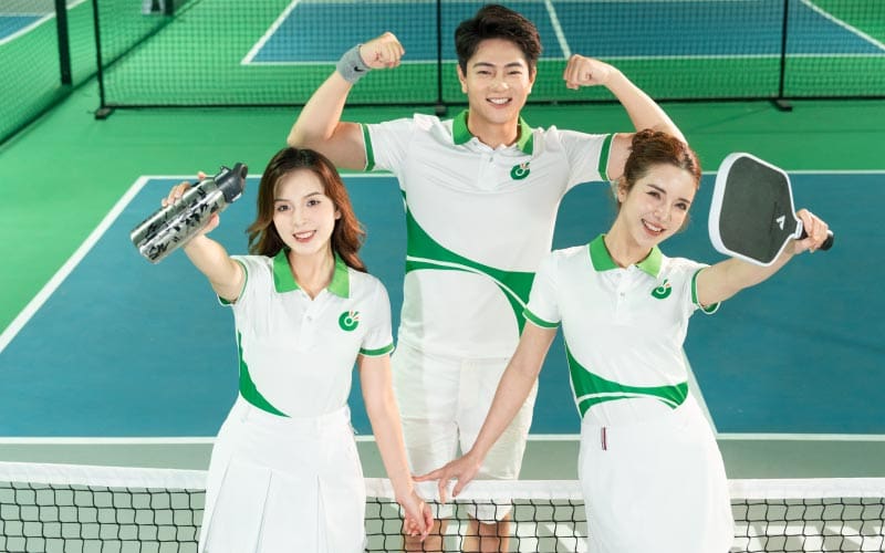 Bộ sưu tập áo đồng phục PickleBall trắng phối xanh lá đa năng