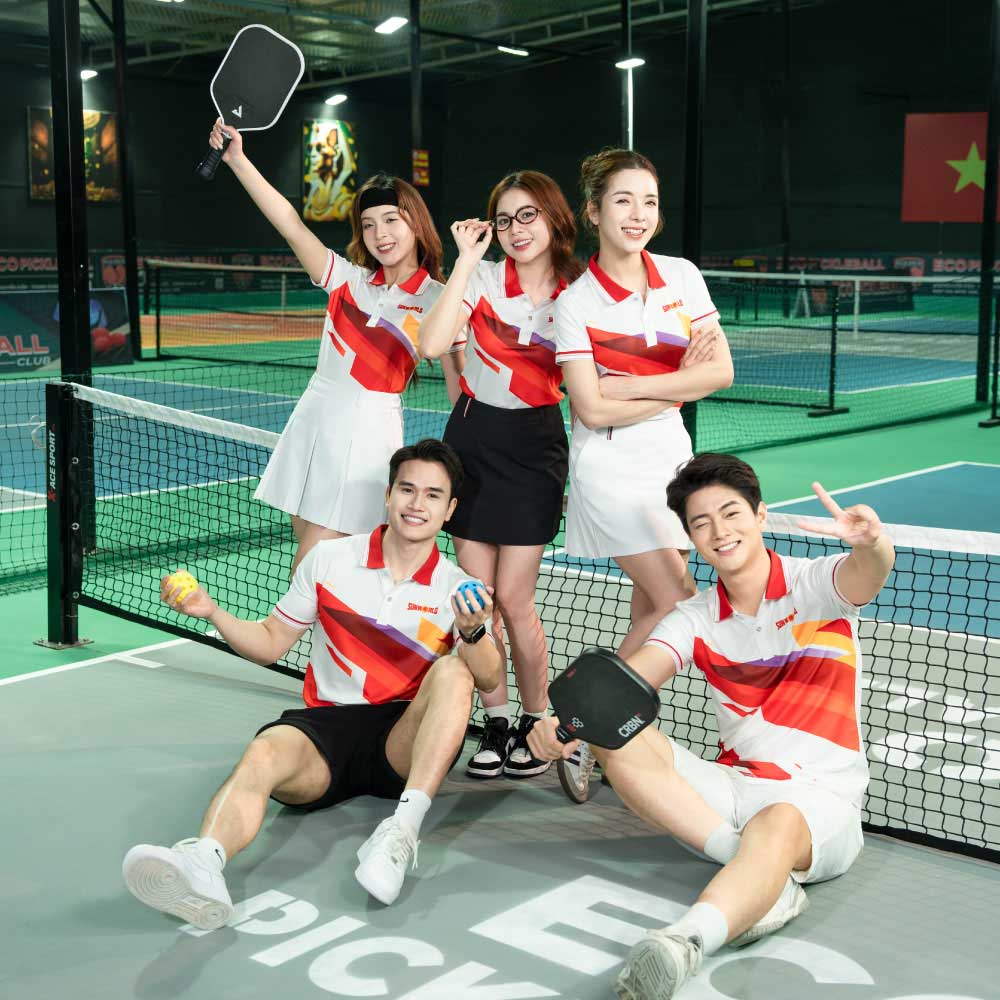 BST áo polo đồng phục đánh PickleBall in logo/họa tiết theo yêu cầu 4 Đồng phục pickleball nam nữ in họa tiết