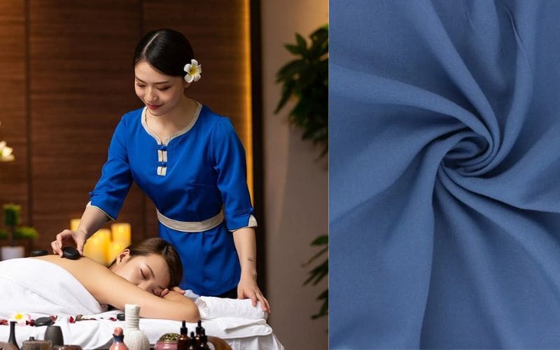 Vải rayon may đồng phục spa