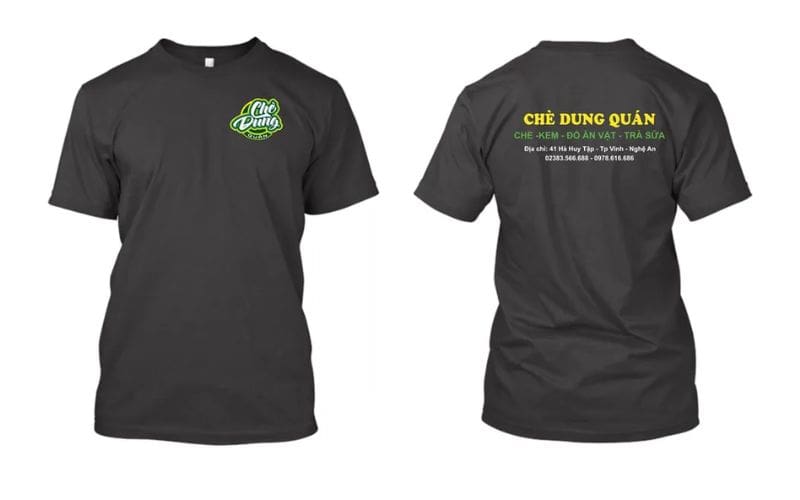 Áo thun phối logo quán chè