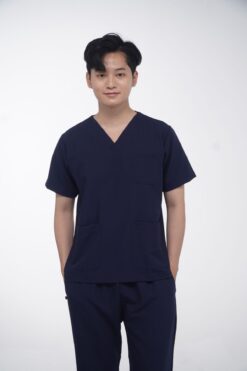 Mẫu áo đồng phục Spa xanh than đen -5
